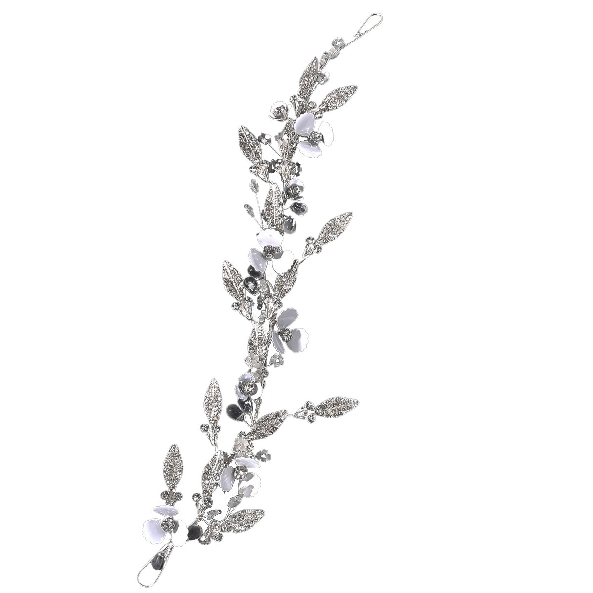 Bridal wedding accessories white spray paint flower rhinestone headband