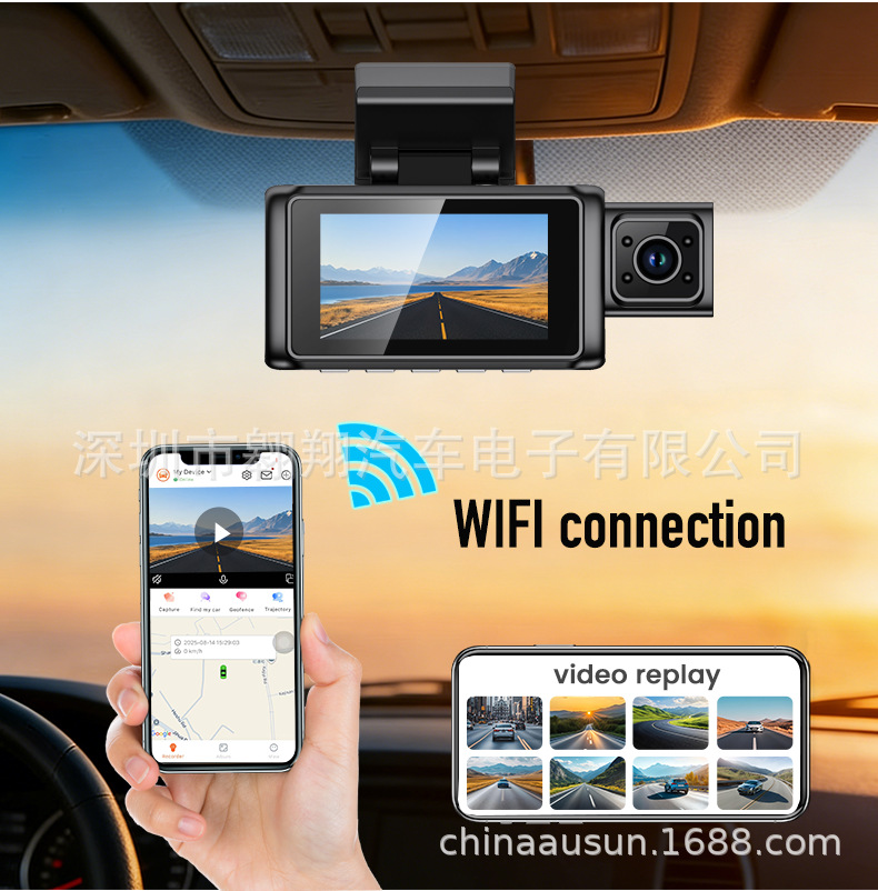 Cross-border 2K HD 4G remote monitoring dashcam with front, middle, and rear recording, night vision, high-definition car recorder