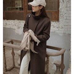 韩版宽松系带慵懒风呢子大衣女2025新款秋冬毛呢外套女中长款女装