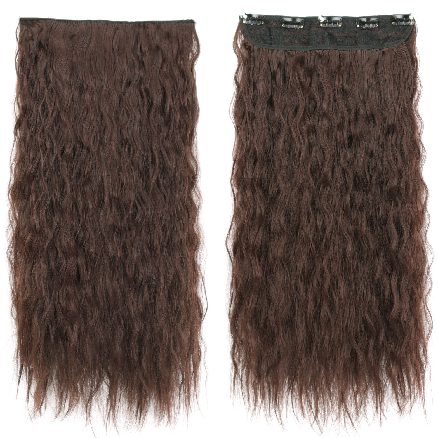 Peruca de cabello de mujer estilo de maíz caliente rizado largo de cabello de onda de cinco tarjetas