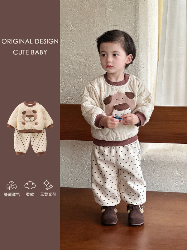 儿童加绒套装秋冬装2025新款宝宝卫衣裤子冬季婴儿夹棉衣服两件套|undefined