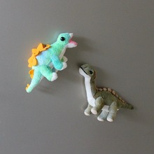 可爱动物磁贴娃娃磁铁玩偶家居装饰创意仿真小恐龙毛绒冰箱贴跨境