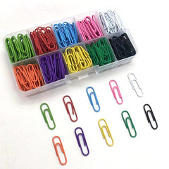 Manufacturer's best-selling office stationery 28mm plastic-coated paper clips, paper clips, bookmarks, ten-color, ten-grid box set combination