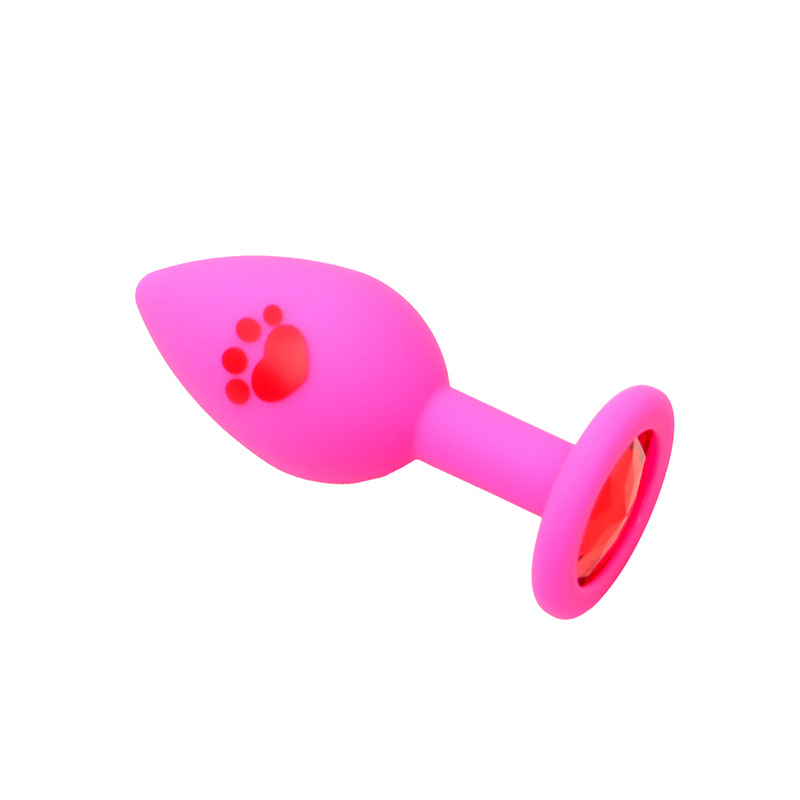 Cat Paw Silicone Anal Plug with Rhinestones, Pink Beginner-Friendly Training Toy — detail image 14