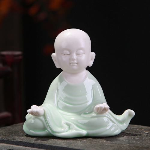 Rockery bonsai micro landscape landscaping car novice tea set tea pet Zen home desktop ceramic little monk ornaments