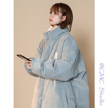 灯芯绒棉服女冬季加绒两面穿工装棉衣新款羊羔毛外套