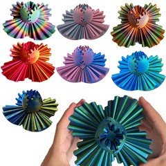 跨境新品3d齿轮旋转球3D打印玩具3D Printed Gear Ball Spin Bal
