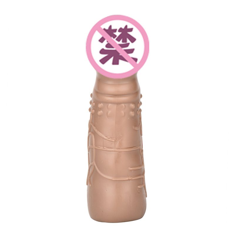 Extended-Length Crystal Condom Sleeve for Men, TPE Delay Cover, Skin Tone — detail image 7