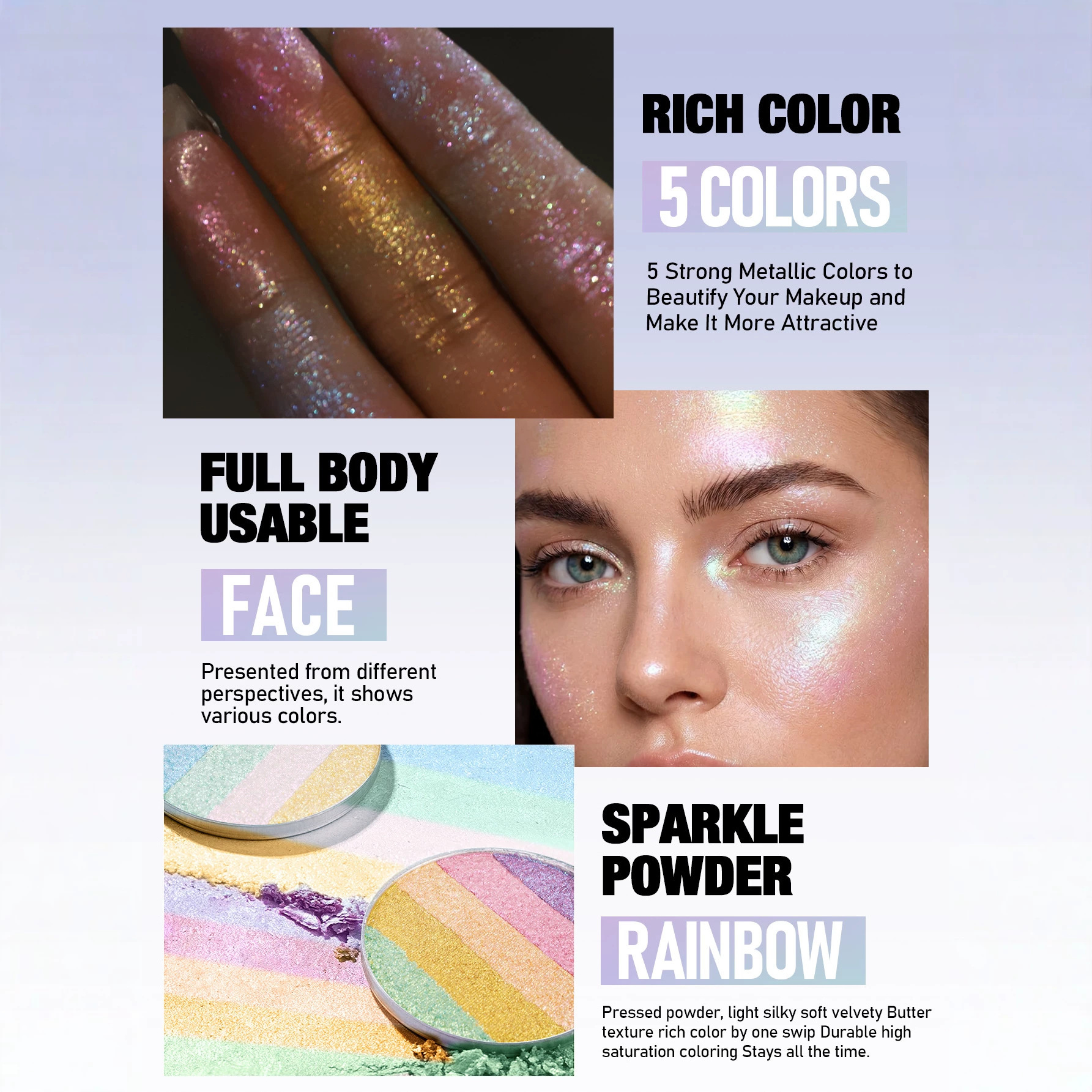 Transfronterizo de sombra de ojos de dragón de color de cinco colores de resaltos de perla brillante HANDAIYAN sombra de ojos de maquillaje de sombra de ojos de brillo al por mayor