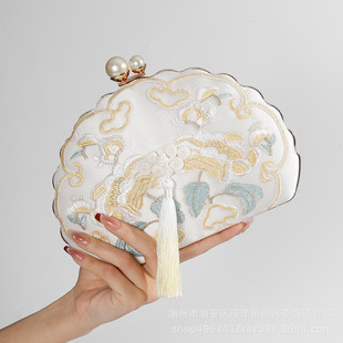 Kushiro New Chinese Style National Style Embroidered Trough Handbag Dress Cheongsam Evening Bag Elegant Shoulder Crossbody Evening Bag