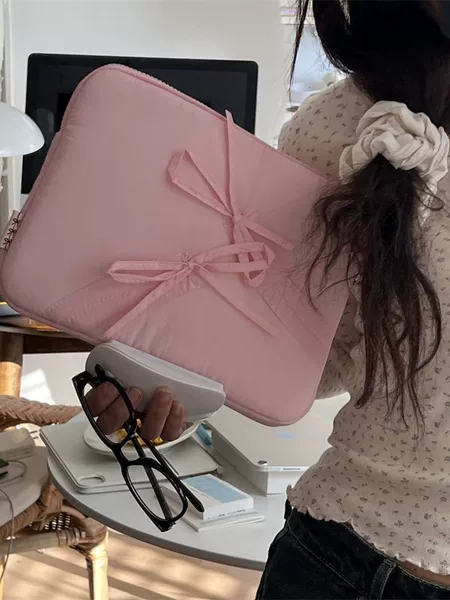 Cross-border South Korea tablet bag ins wind elastic tie bow 11/13/15 inch notebook liner bag
