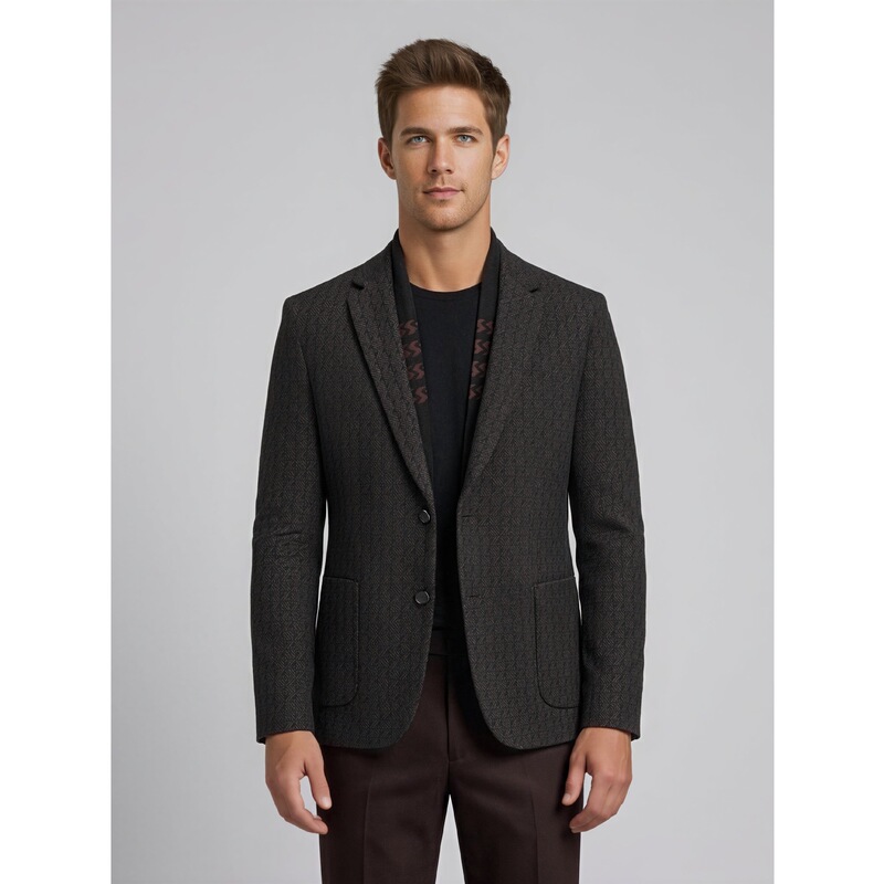 Men's tweed knitted blazer for autumn and winter, business casual single-breasted jacket, nylon blend stretch suit top, casual blazer Men's tweed knitted blazer for autumn and winter, business casual single-breasted jacket, nylon blend stretch suit top, casual blazer