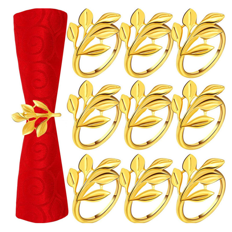Type B cross-border alloy 5-leaf willow leaf napkin ring, high-end dining accessories for restaurants and hotels, wholesale