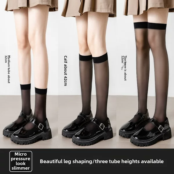 Anti-Snag Durable Thigh-High Compression Slimming Over-The-Knee Stockings for Women, Anti-Slip Mid-Calf Socks, Jk Long Stockings