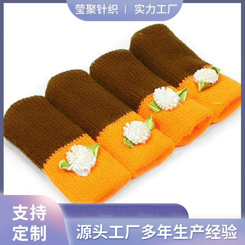 Корейский вязаный шерстяной детский комнатный чехол для ног для стола и стула домашний хлопковый табурет защитный чехол для ног милый подбор цветов круглый стол коврик для ног