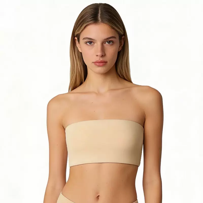 SK卡戴家无胸垫无肩带一片式性感抹胸高弹透气无痕裹胸内衣BRAS