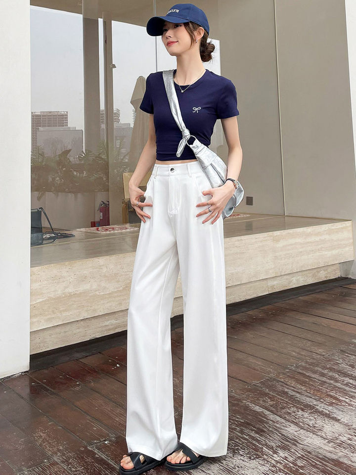 Quần ống rộng giả denim Lyocell Tencel cạp cao dáng mỏng, form suông rủ nhẹ — Denim đen thông thường, Người nhỏ nhắn màu trắng, Quần jean đen cho người nhỏ nhắn, Quần jean đen dáng dài