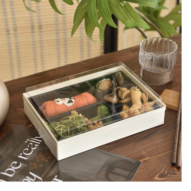 Caja de comida rápida resistente a altas temperaturas de cinco grados de madera, caja de embalaje, caja de comida fresca para llevar, caja de almuerzo, caja de embalaje de madera