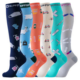 亚马逊跨境新款运动健身压力袜高弹力长筒袜压缩袜美腿欧美小腿袜