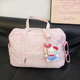 新款爱心旅行包妈咪包外出轻便斜跨单肩包大容量可套拉杆箱旅行袋