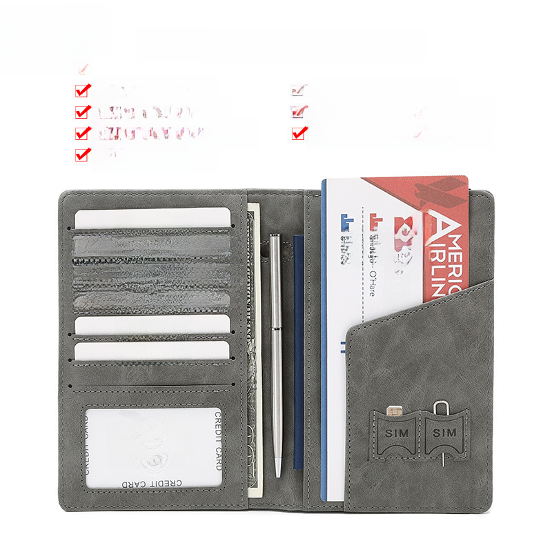 Cross-border passport bag 2023 new travel passport holder card case multi-function document bag anti-magnetic RFID passport clip