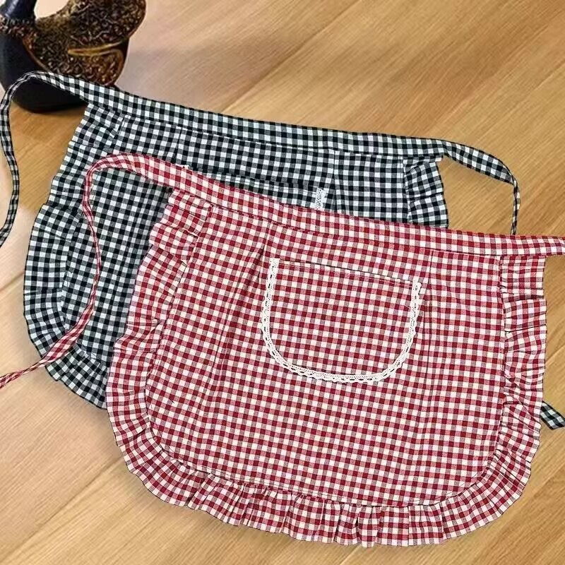 Half-Length Cotton Apron, Stylish Household Anti-Fouling Half Apron, Kitchen Breathable Cooking Work Clothes, New Style for Work