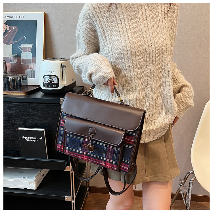 Naiste ruuduline crossbody seljakott sügis- ja talvehooajaks_voghion.com