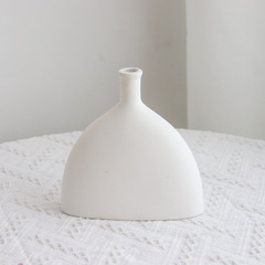 圓扁訂婚結婚婚慶陶瓷花瓶乾花裝飾擺件創意家居民宿客廳素胚花瓶