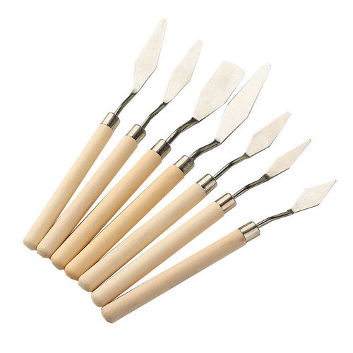 Oil painting scraper art supplies scraper paint scraper wooden handle palette knife set gouache painting pick knife shovel wholesale