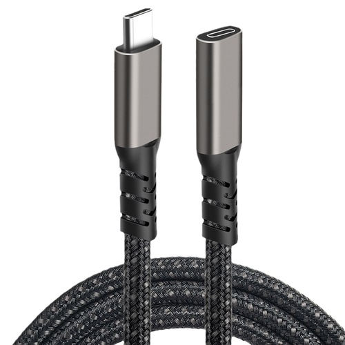 Type-c extension cable, male-to-female adapter cable, USB3.2 male-to-female gunmetal aluminum shell braided network cable, full-featured cable