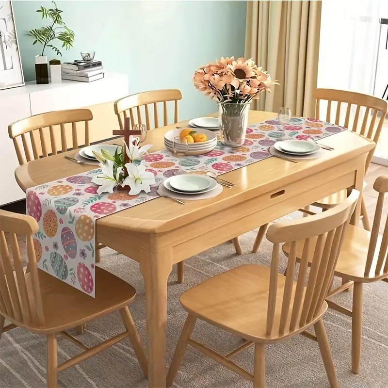 Transfronterizo corredor de mesa de lino nuevo huevo de Pascua lindo decorativo creativo impresión mesa de comedor paño decorativo mantel de cocina