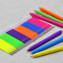 按动彩色荧光笔芯替芯0.8优品按动式中性笔芯文具用品荧光色笔芯