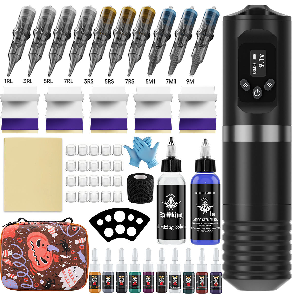 Tuffking transfronterizo batería inalámbrica todo en uno conjunto completo de máquina de tatuaje herramientas de tatuaje al por mayor