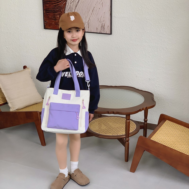 Bolsas de hombro coreanas para niños y niñas de color contraste, bolsas de escuela primaria de gran capacidad 2026 para padres e hijos, bolsas de moda