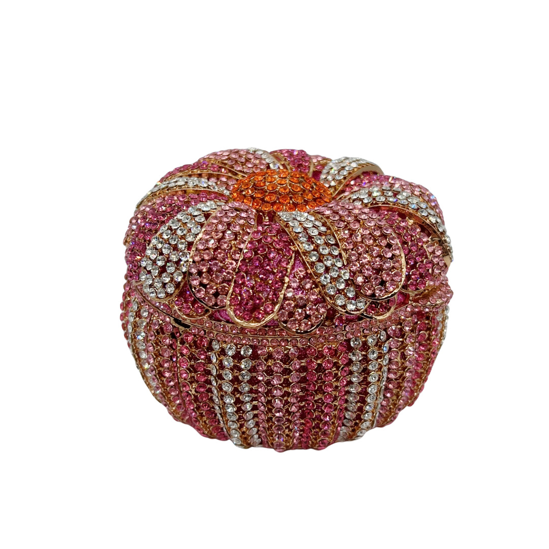 Túi clutch nữ đính đá dạ hội kiểu giỏ hoa hộp sang trọng — màu phấn, Tùy chỉnh các màu khác