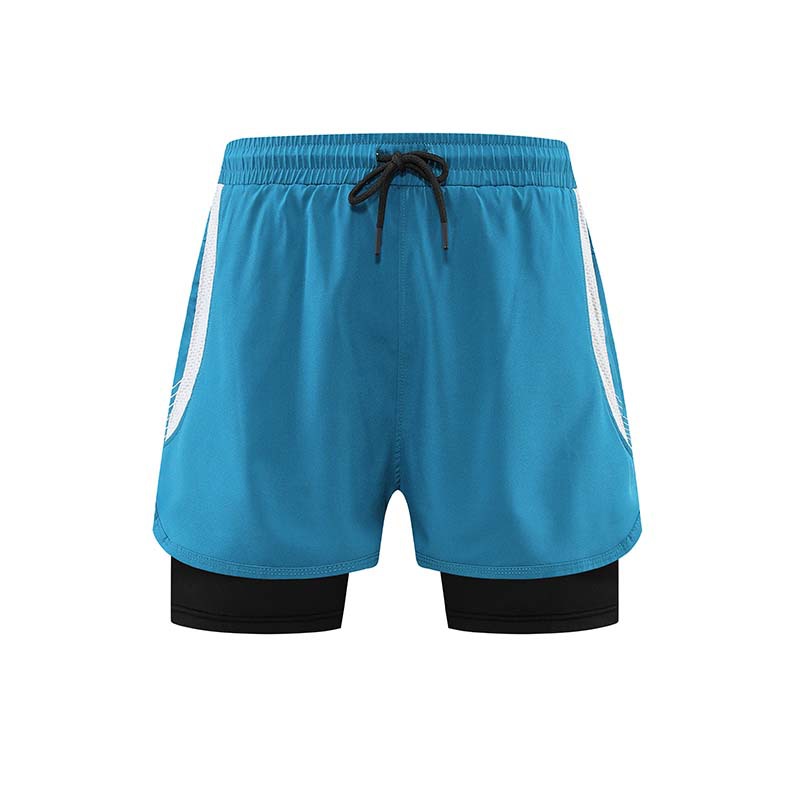 Nuevos deportes americanos pantalones cortos para correr maratón de pista y campo de secado rápido forro falso entrenamiento de dos piezas fitness pantalones de tres puntos