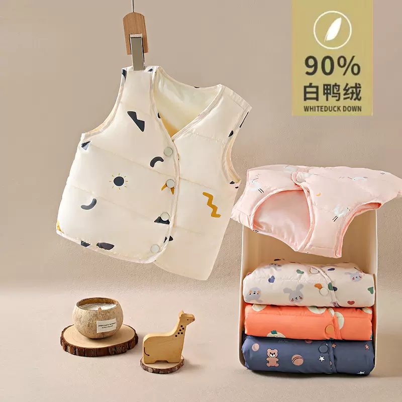 儿童羽绒马甲2025新款内外穿男女宝宝卡通轻薄背心婴幼儿坎肩A类