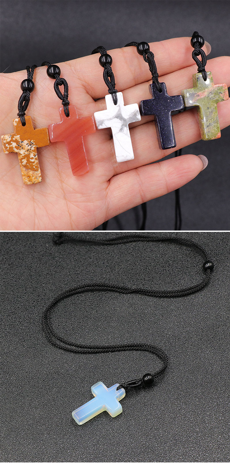 Casual Cross Crystal Polishing Pendant Necklace display picture 2