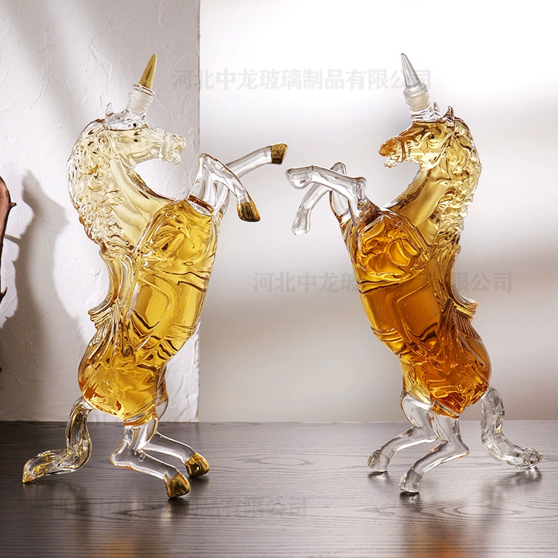 Бутылка для вина в форме лошади, изготовленная из утолщенного высококачественного боросиликатного стекла, бутылка для вина в виде лошади (знаком зодиака), бутылка для красного вина, бутылка для виски.