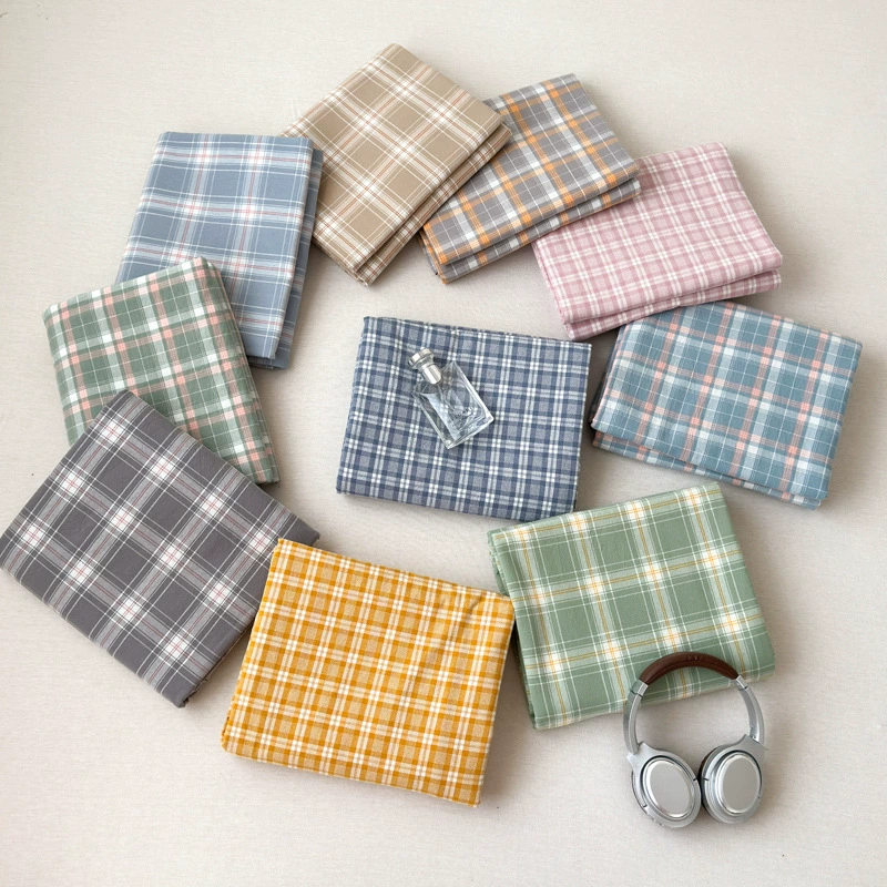 Одиночное постельное белье из чистого хлопка от производителя, однотонное хлопковое одеяло из окрашенной в пряже хлопчатобумажной ткани, однотонное однотонное постельное белье в клетку, студенческая кровать.