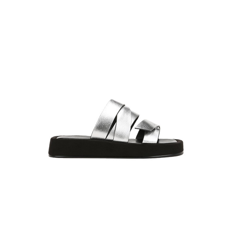 [Sheii Su Yinyin] Arrastre alrededor ~ Pantuflas de ocio de vacaciones de playa de suela gruesa de cabeza cuadrada, sandalias de mujer, verano