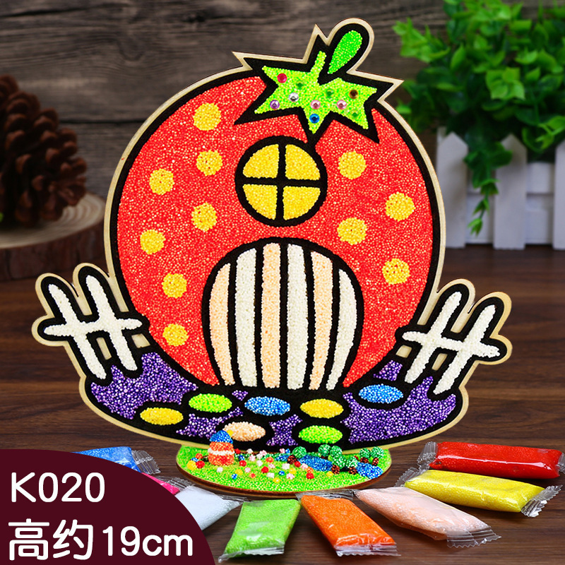 木板スノーフレーク泥絵パール泥粘土絵幼稚園児手作り立体粘着絵画|undefined