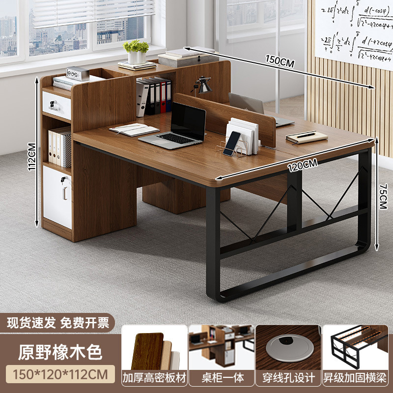 Mesas y sillas de oficina combinadas Mesa de oficina para empleados Mesa de computadora Mesa doble Mesa de personal de pantalla moderna simple