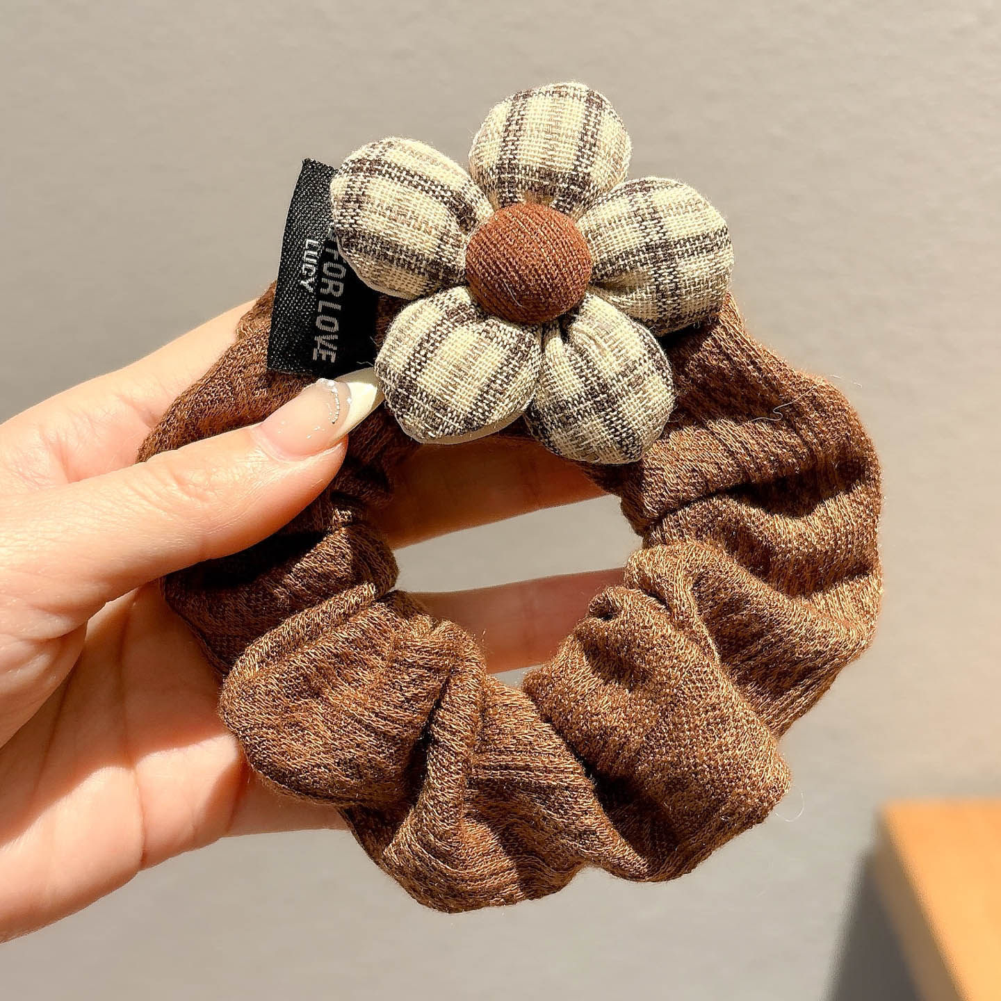 Satín coreano anillo de cabello de intestino grande mujer de moda cuerda de cabeza de alta calidad temperamento flor de cabello bola de cabello toque de cabeza