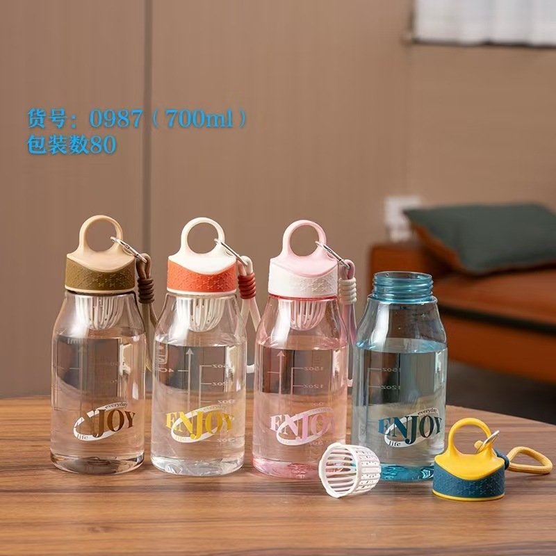 Taza de agua deportiva de plástico transparente portátil taza de agua taza de botella de agua de grado alimenticio PC hervidor de agua resistente a altas temperaturas