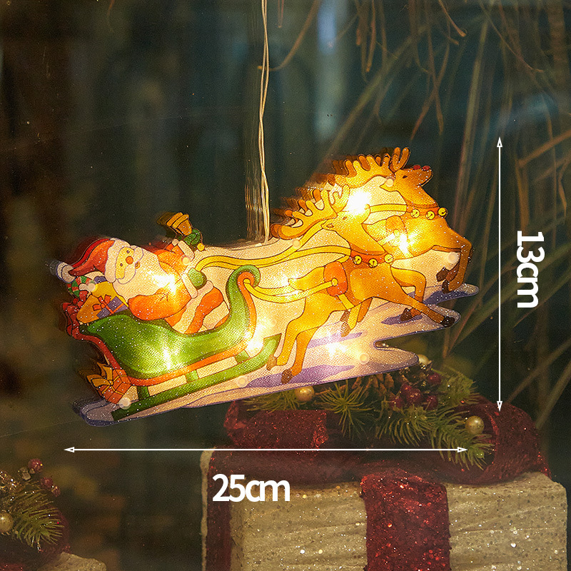 Luces de Navidad con Ventosa en Existencia de Fábrica, Decoración Navideña para Ventanas, Campanas, Colgantes de Papá Noel y Muñeco de Nieve, Luces LED