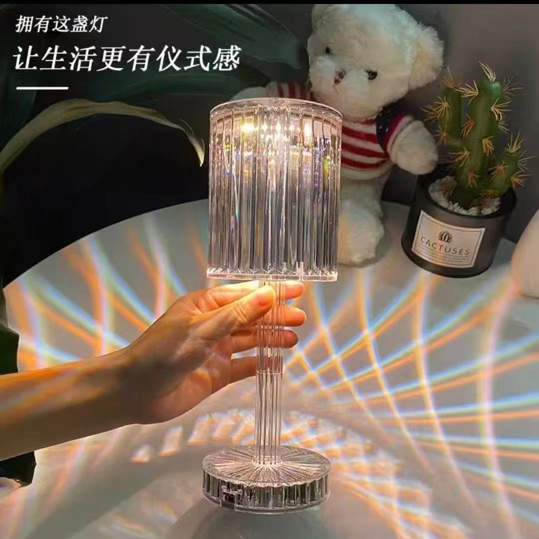 跨境水晶线条灯卧室充电床头灯玫情趣夫妻小夜灯桌面浪漫氛围灯