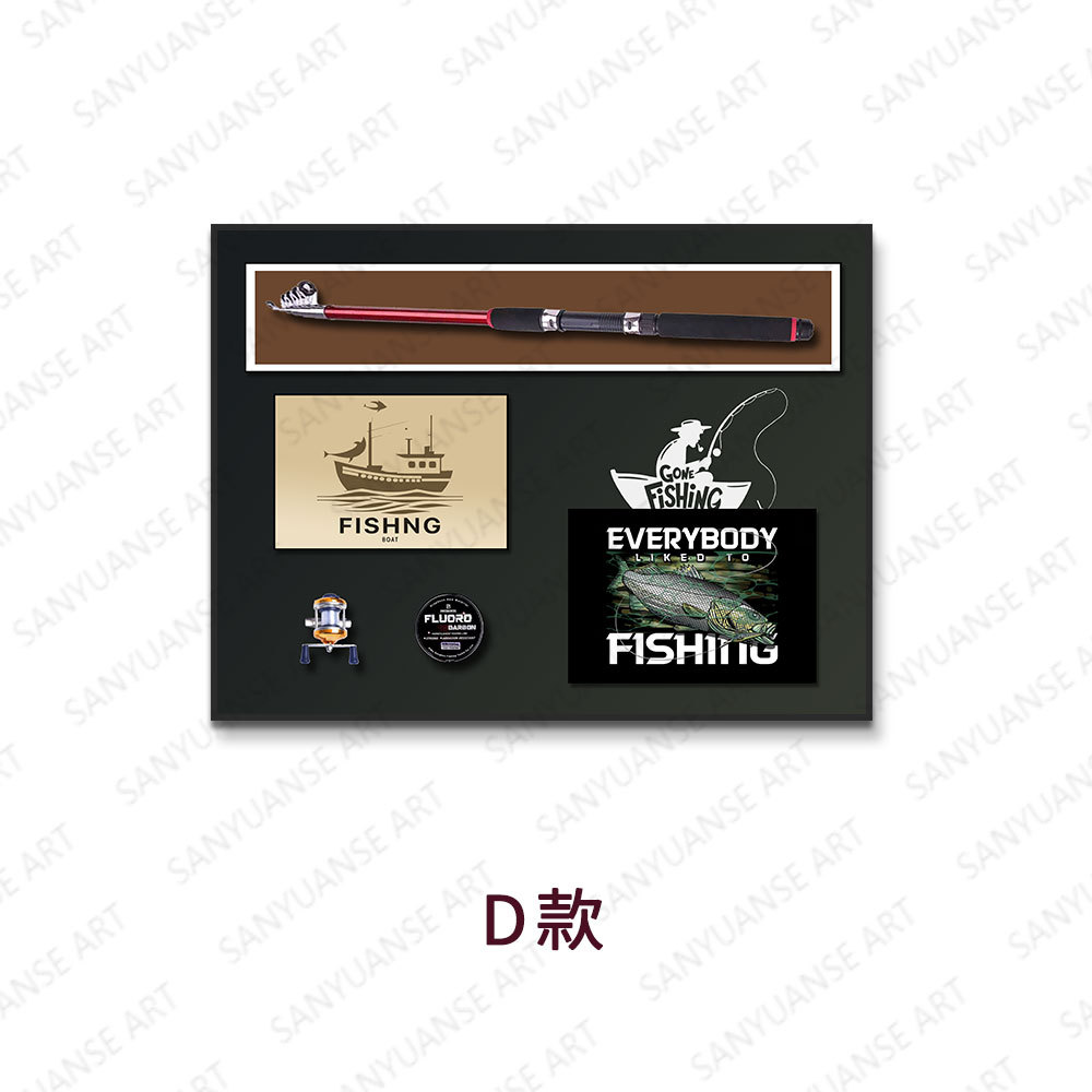 Pintura decorativa de pesca Restaurante de barbacoa de mariscos Pintura colgante Ruta de pesca Yahai Tienda de aparejos de pesca Mural Pintura física tridimensional