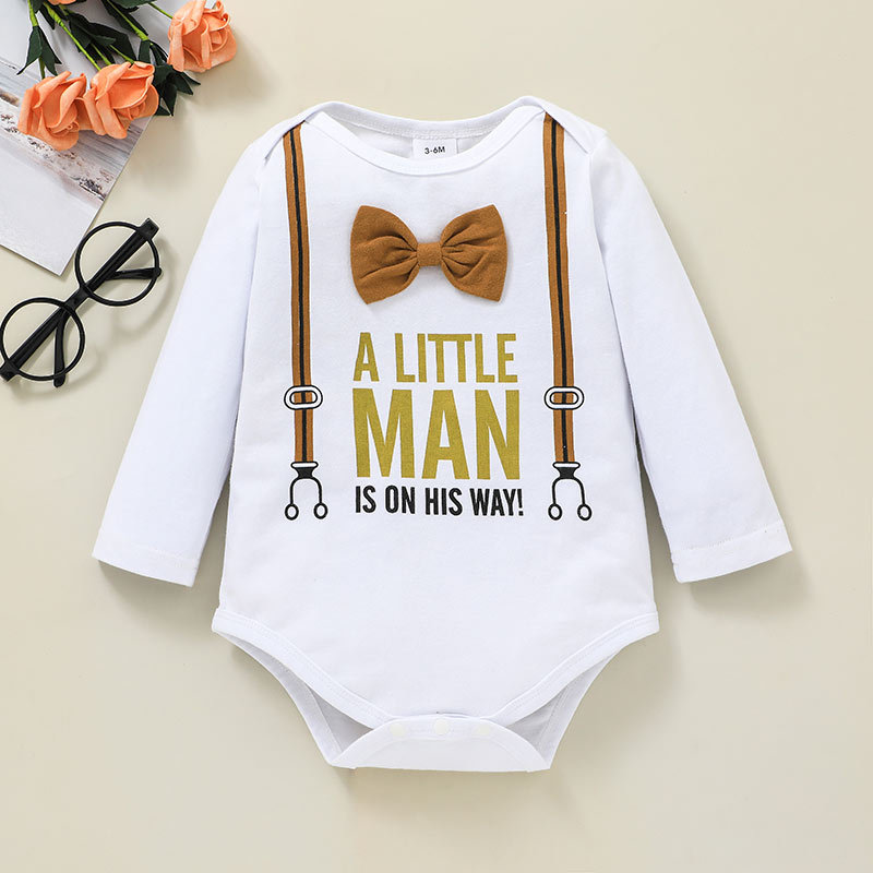 new style childrens longsleeved alphabet romper trousers suit baby childrens clothes threepiece romperpicture9