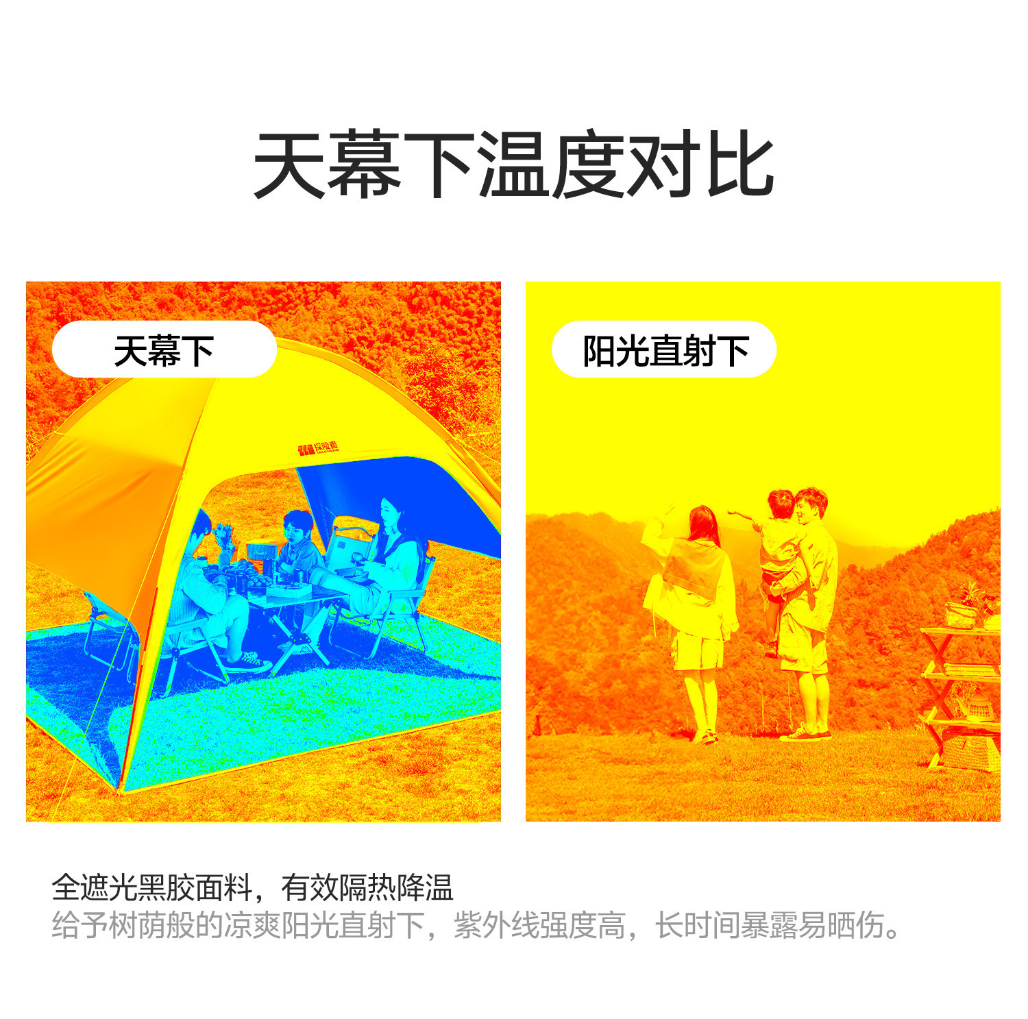 Explorer Dome Canopy Tent Outdoor Camping Quick-Open Black Coating Sunshade Simple Umbrella Cloth Sun Shelter
